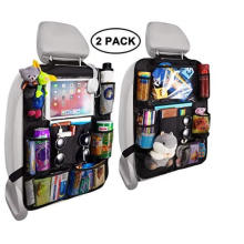 Backseat Car Organizer Kick Mats Back Seat Storage Bag with Clear Screen Tablet Holder and 9 Storage Pockets Seat Back Protector
